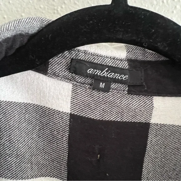 Ambiance Button Down Black and White Buffalo Plaid Shirt - Picture 3 of 4